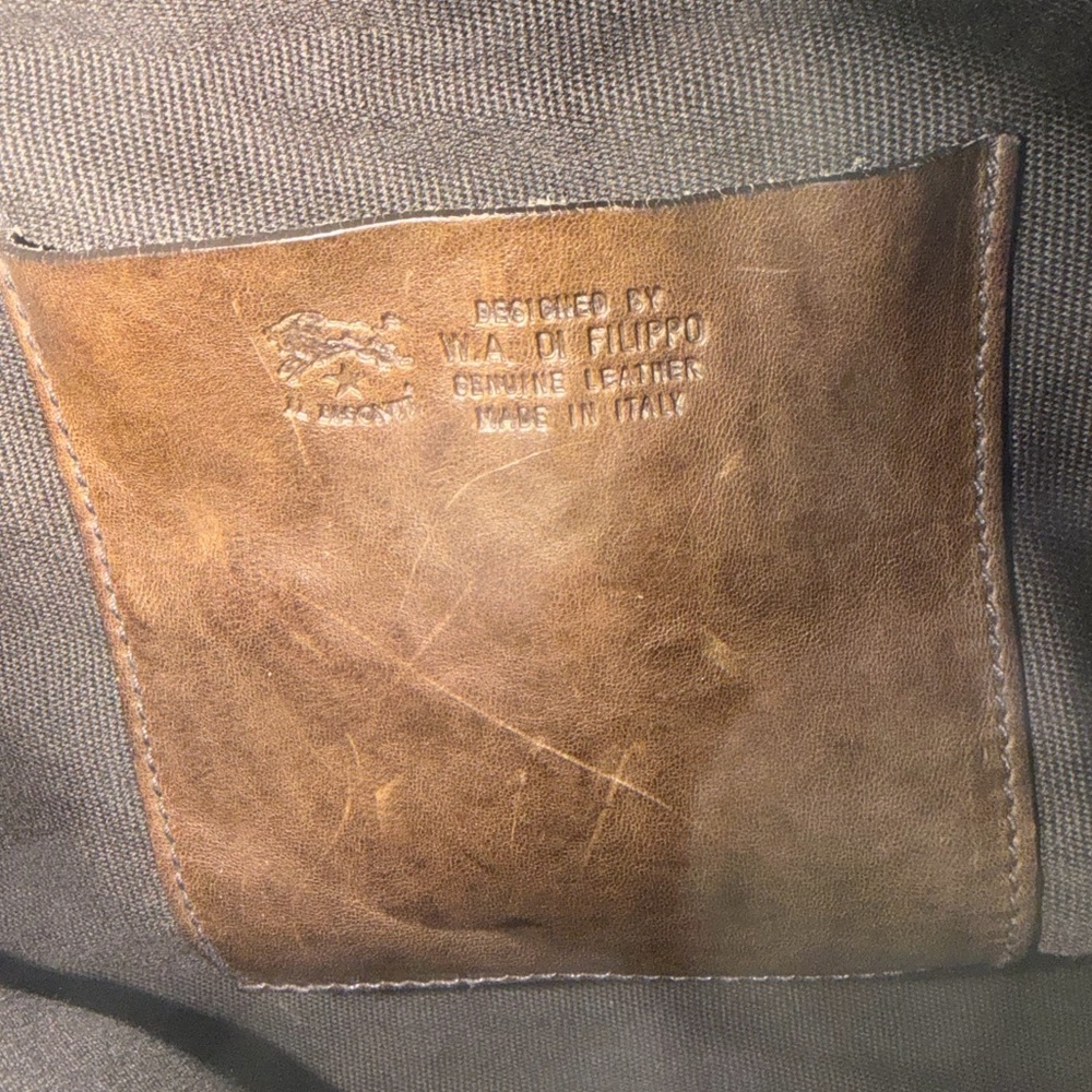 IL BISONTE VINTAGE LEATHER BAG Natural Patina ITALY Brown FAST SHIPPING 3346-4 - Picture 14 of 16